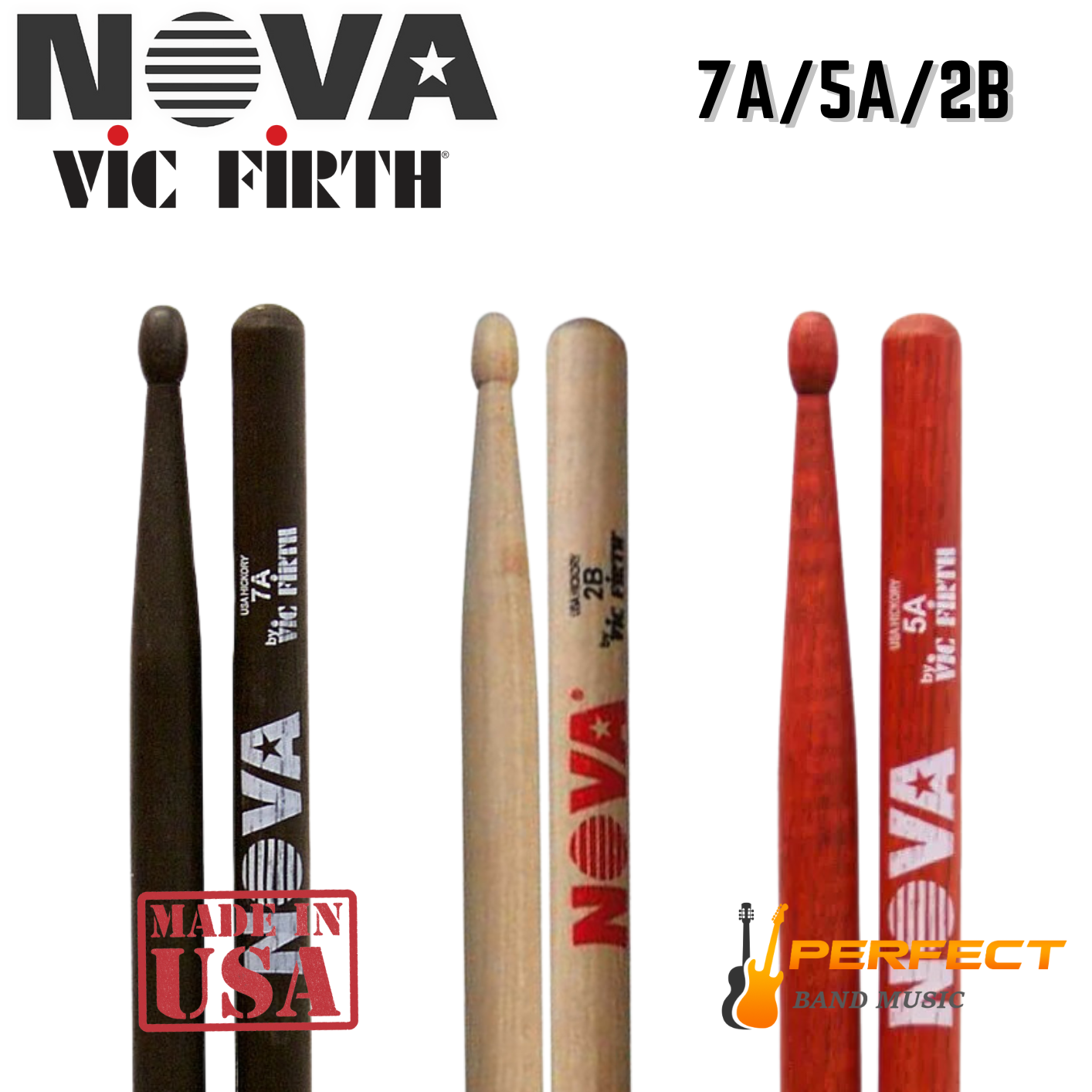 ไม้กลอง Nova 7A 5A 2B สำหรับกลองชุด Nova by Vicfirth